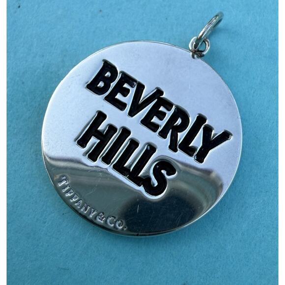 Tiffany & Co. Beverly Hills Black Enamel Round Charm Pendant - Sterling Silver